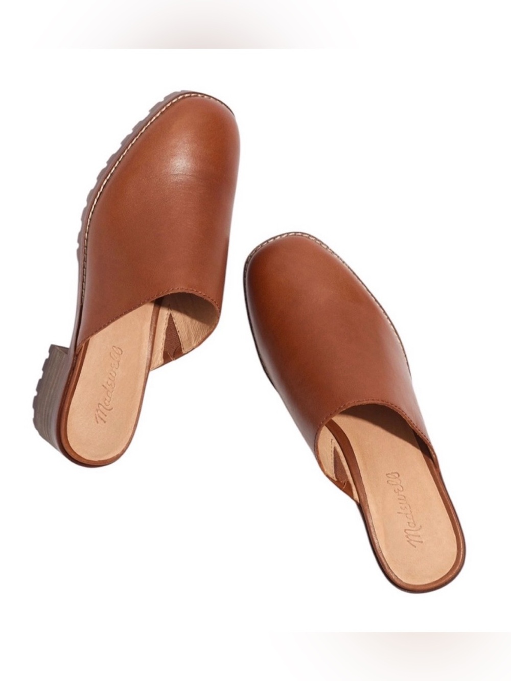 Madewell Mindy Lugsole Mules Leather Slip-On Clogs Dried Maple Size 7 Brown Tan